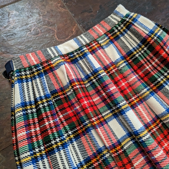 vintage PLAID PLEATED wrap SKIRT xs (E1) - Picture 7 of 9